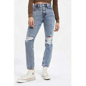 Good American Good Classic Distressed Jeans NEW Size 2 26 Indigo Stone Wash $169